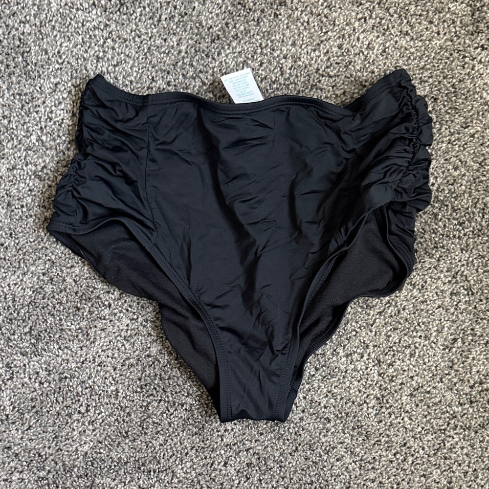 Kona Sol Black Ruched Swim Bottom